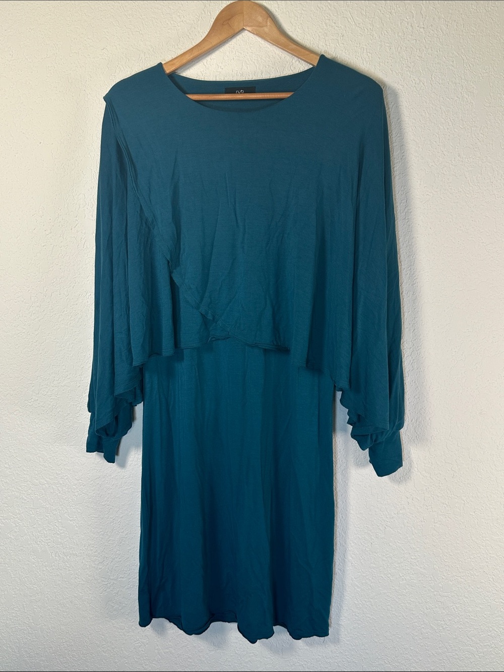 Ruti Teal Layered Long-Sleeve Dress